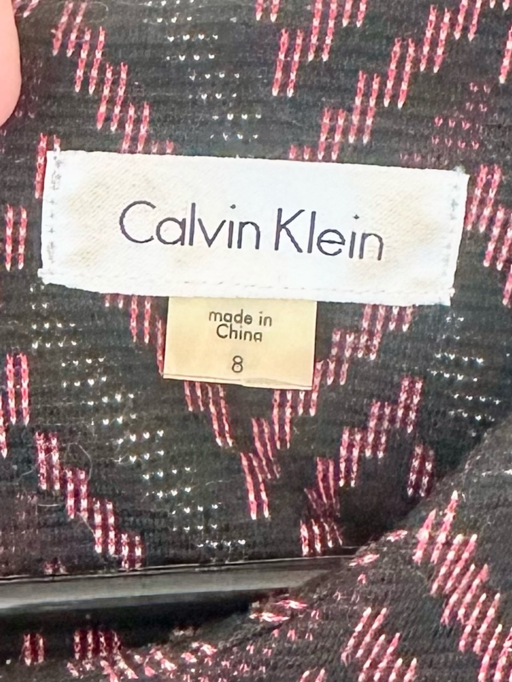 Calvin Klein Black & Pink Chevron Mini Dress - Size: 8 - Picture 2 of 7